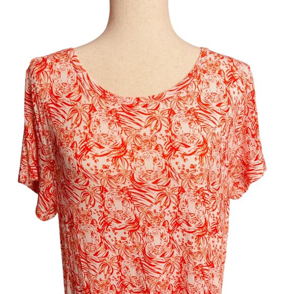 Stewart Simmons XL/XXL Orange and White Tiger Cap Sleeve Knit Dress Pockets NEW - Picture 2 of 8